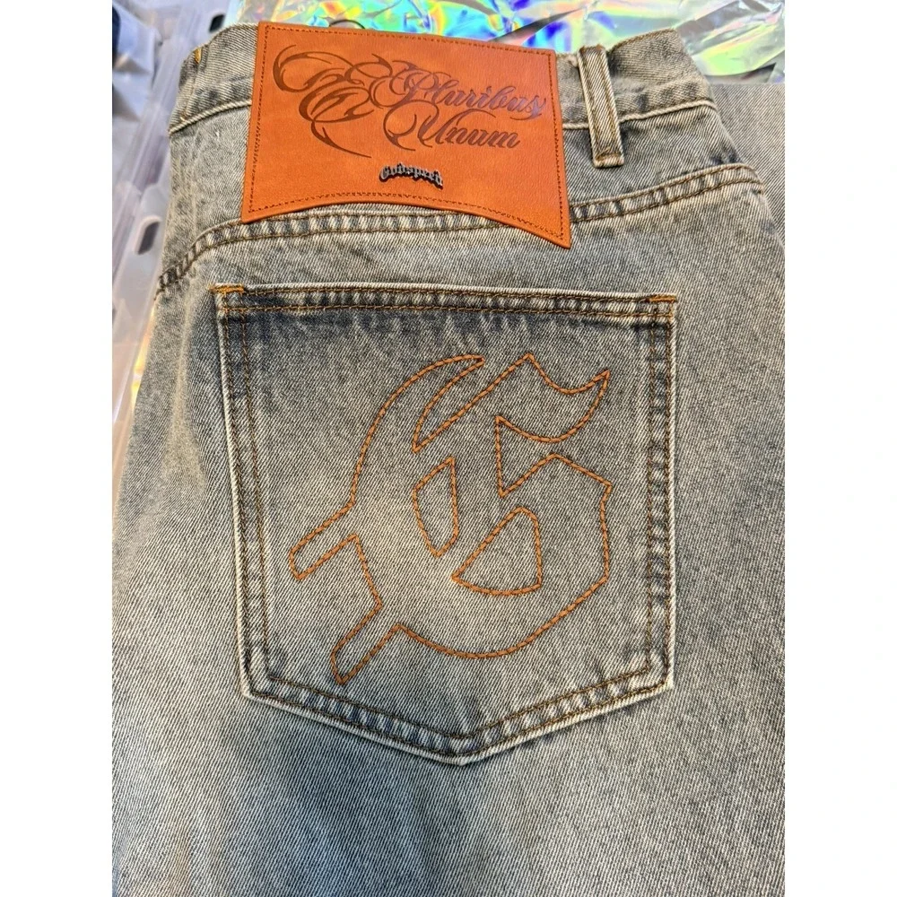 Godspeed Jeans Sid Vicious Denim Mens Blue Straight Leg Distressed Size 36x32